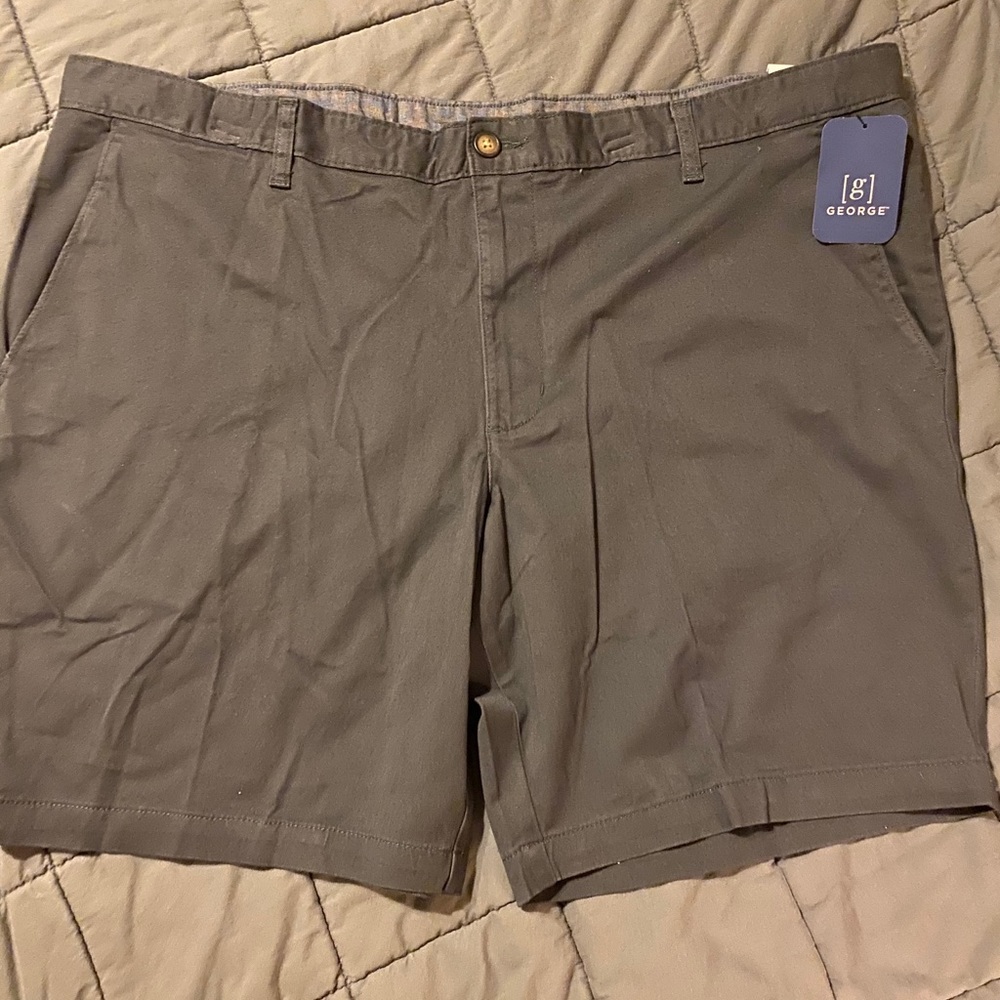 New Men Dark Navy Blue Flat Front Shorts size 42